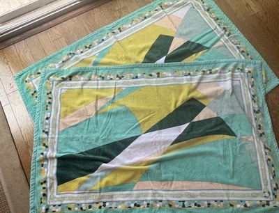 2, Pair of Emilio PUCCI Green Beach Towels. 56 By 35 Inches.  