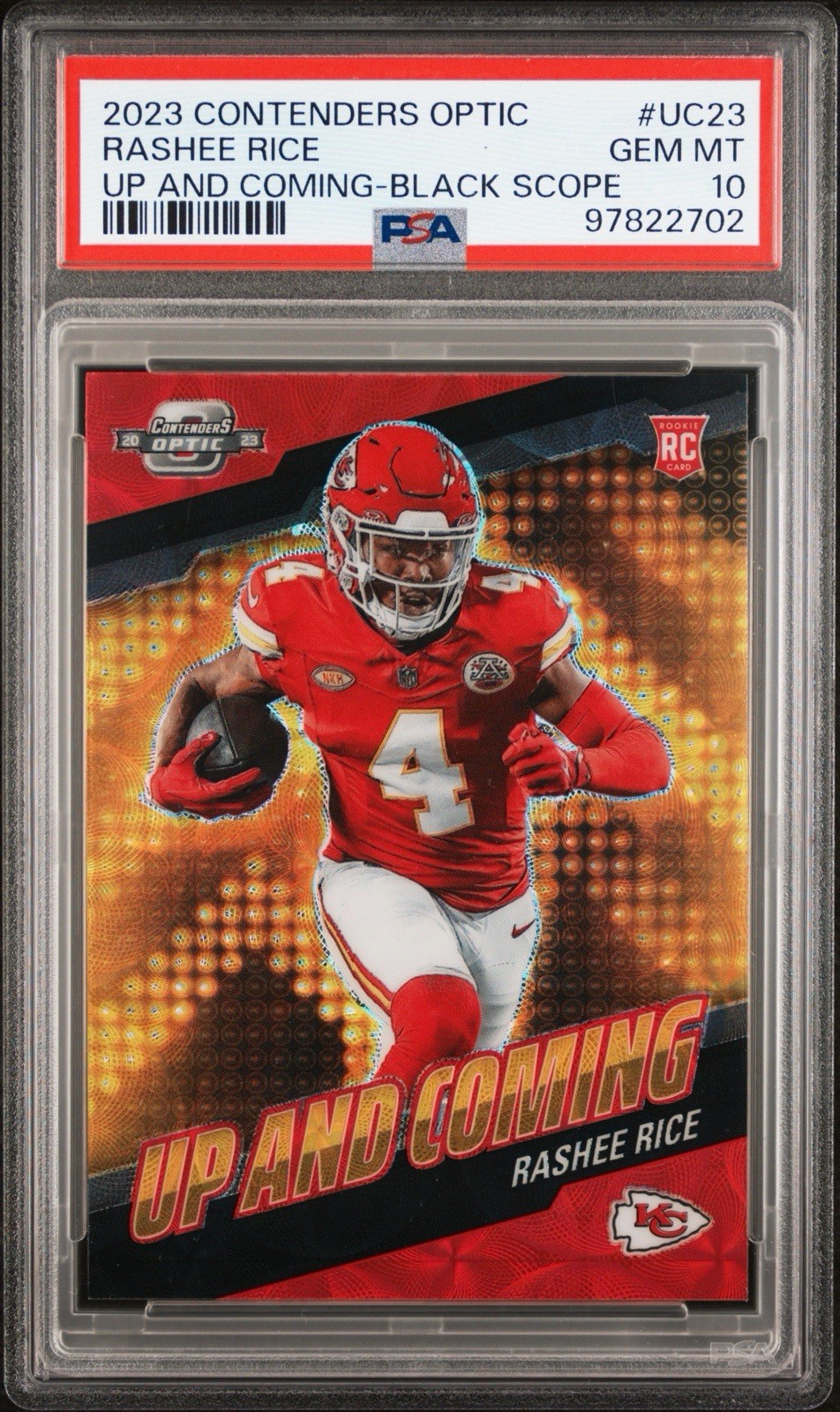 2023 Contenders Optic Rashee Rice Up And Coming Black Scope /25 Psa 10 view 1