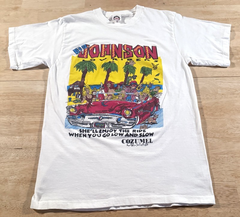 Vintage 90s Big Johnson Low Riders Shirt L Rare Pinup Sex Cruising Car Hot Rod