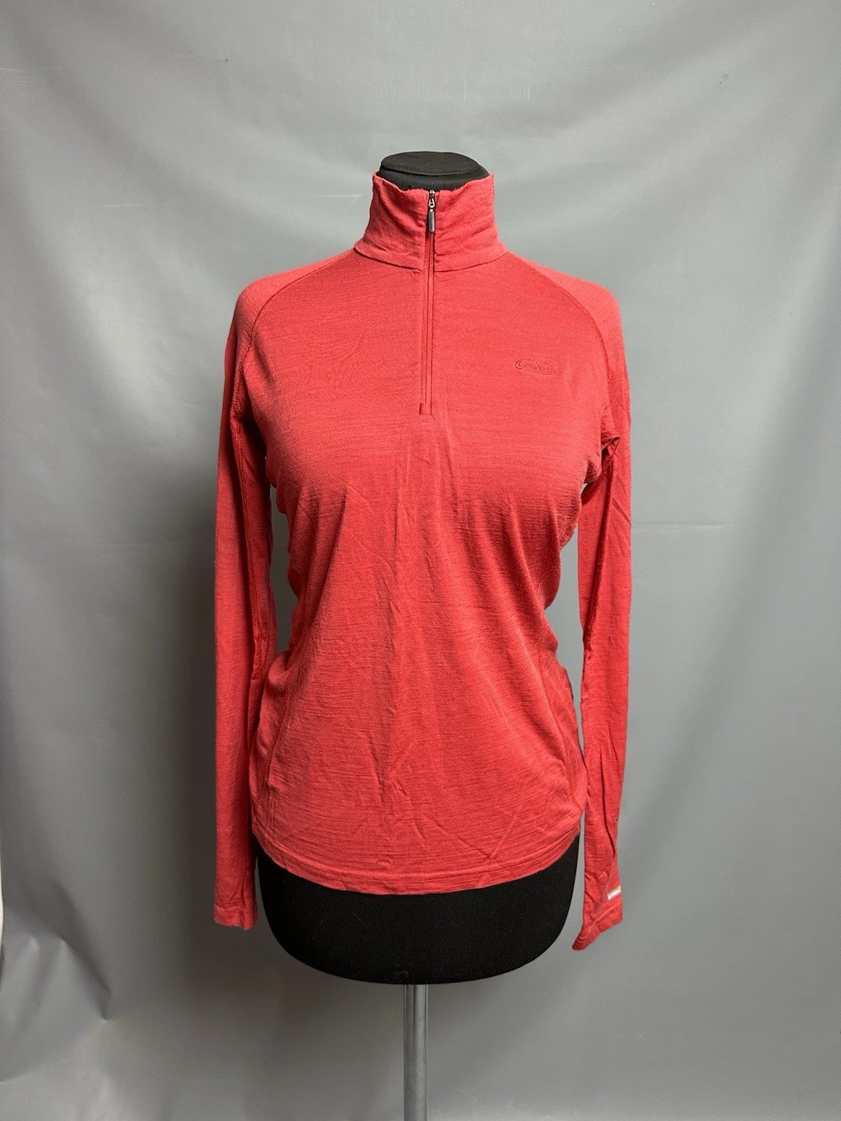 Icebreaker Merino Wool Bodyfit Basics 200 1/4 Zip Womens Size M Long Sleeve Red