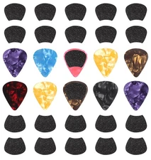 60pcs Guitar Picks Grips, Anti slip Sand Grips with 10 Guitar Picks, Self-Adhesi