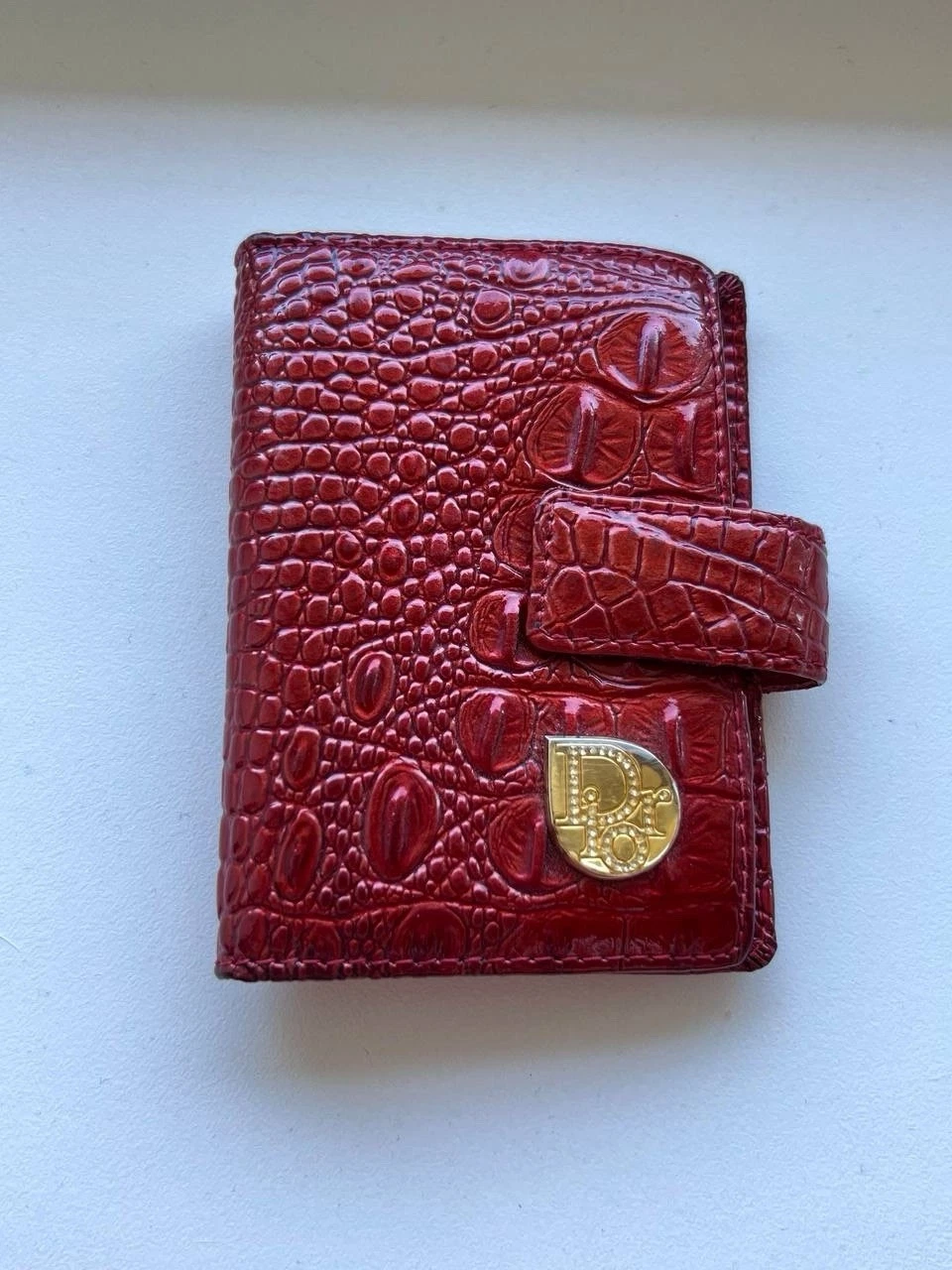 Christian Dior Portefeuille Porte Carte Vintage Bi Pli CUIR Bordeaux Homme Années 90