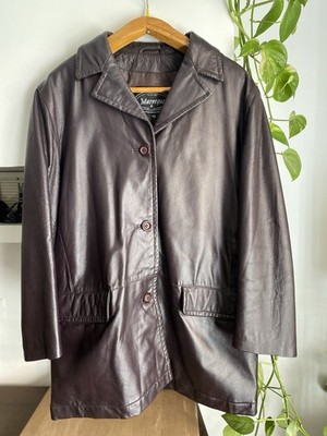 Vintage 90er Lederjacke dunkelbraun Damen IT 48 Oversize Blazer