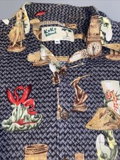 Koko Island Men  s Casual Button Up Shirt XL GrayBlack  Hawaiian USA