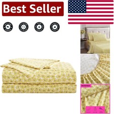 Elegant Sunflower Floral King Microfiber Sheet Set - All-Season Comfort  Style