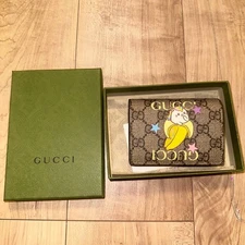 Gucci Bananya Cowboy Mini Wallet Logo Anime Cat W/box