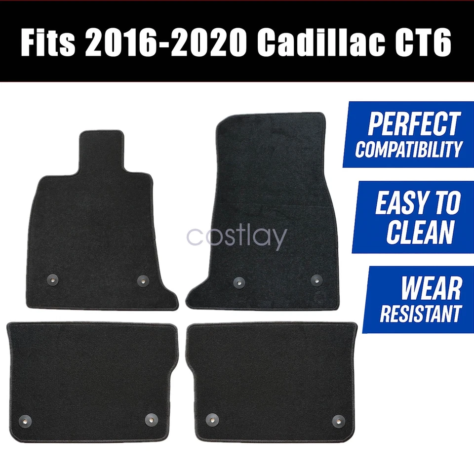 4 piezas alfombrillas negras para Cadillac CT6 2016-2020 4 puertas delanteras y traseras Foto 2 de 4