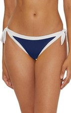 NWT- Trina Turk 'Poolside' Textured Side-Tie Bikini Bottom, Navy Blue/White - 14
