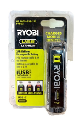 #ad RYOBI USB Lithium 2 Ah Rechargeable Battery Model FVB02 $24.95