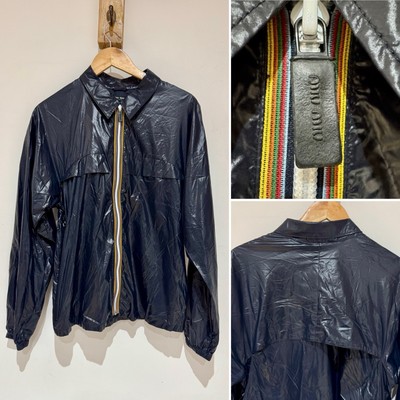 Vintage MIU MIU Italy Men's Navy Nylon Windbreaker Zip Packable