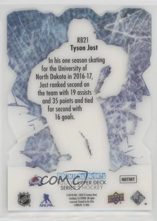 2017-18 Upper Deck Rookie Breakouts /100 Tyson Jost #RB21 RC - Image 2 of 2