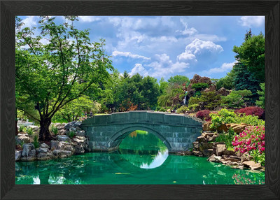 Garten Stein Brücke gerahmtes Wandbild Poster Leinwanddruck Bild
