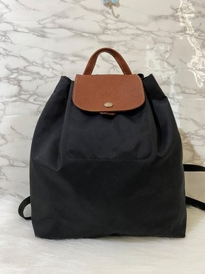 Rare Vintage Longchamp Le Pliage Black Nylon Backpack - Swedish Fixlock