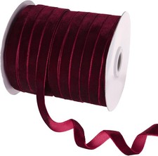 50 Yards Burgundy Velvet Ribbon 3/8 Inch for Gift Wrapping Wedding Flower Bouque