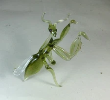 hand blown glass animal praying Mantis murano style figurine ornament 4.2x4.2"
