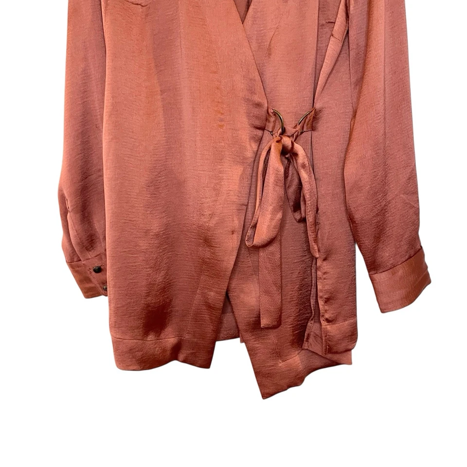 Anthropologie Moulinette Soeurs Cinnamon Long Sleeve Chic Satin Wrap Top Size S - Image 4 of 4