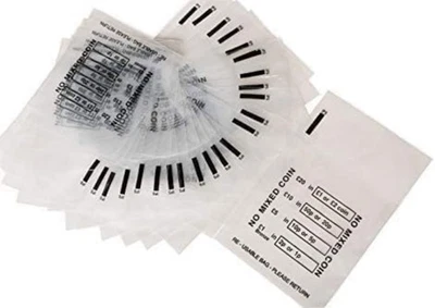 BESPOKE Plastic Coin Bags -100x No Mixed Coin Bags Pounds Sterling Retail Bags