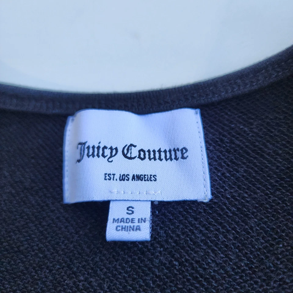 Juicy Couture Womens Zip Front Sleeveless Jumpsuit Black Drawstring Sweat Sz S - Image 2 of 4