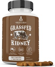 Ancestral Supplements Grass Fed Beef Kidney Supplement, 180 Count Pack of 1 
