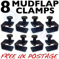 8x UNIVERSAL MUD FLAP CLAMPS C U Clamps in BLACK Bolt on - No Drilling NEW