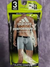 New Adidas Mens Performance Boxer Briefs Athletic Comfort Fit 3 Pack Small 28-30