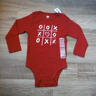 Girls Old Navy Red Tick Tack Toe bodysuit size 18-24 months Valentines day New 