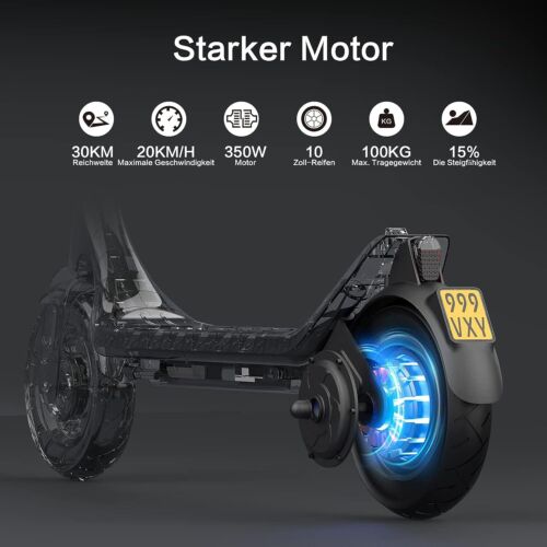 10" E-SCOOTER MIT STRASSENZULASSUNG ABE 350W ELEKTRO ROLLER BIS 30KM REICHWEITE - Bild 8 von 12