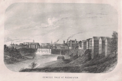1860 Antique Steel Engraving Genesee Falls Rochester New York