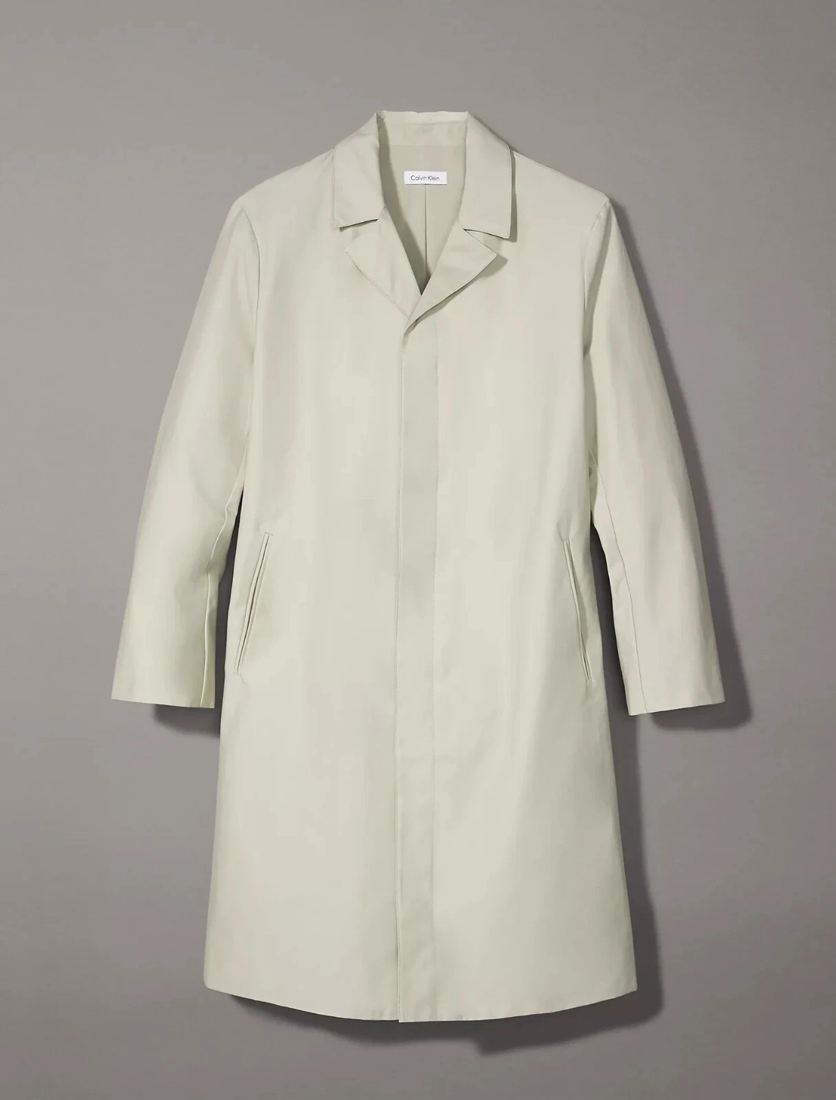 Calvin Klein Mens Small S Classic Trench Coat Abbey Stone Cotton Blend Lined