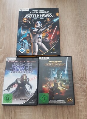 3 Star Wars PC Spiele Battlefront II + Force Unleashed  + The Old Republic