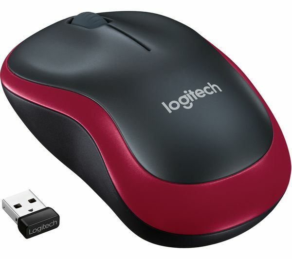Logitech M185 Black and Red Wireless Optical Compact Mouse for PC