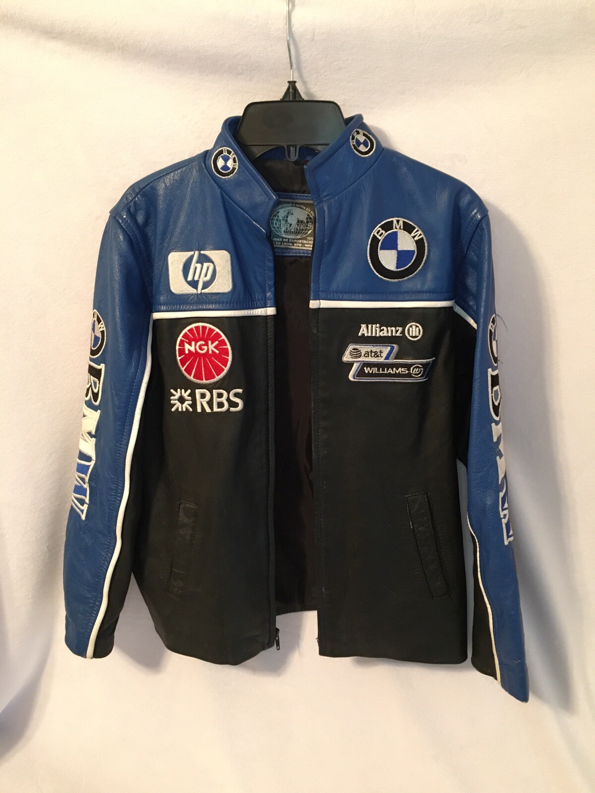 BMW Leather Jacket Blue Black Embroider 