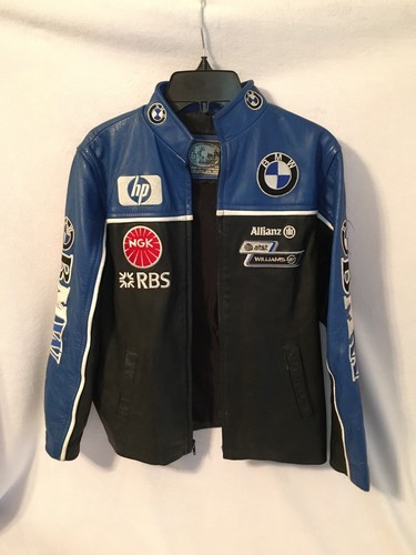 BMW Leather Jacket Blue Black Embroider 
