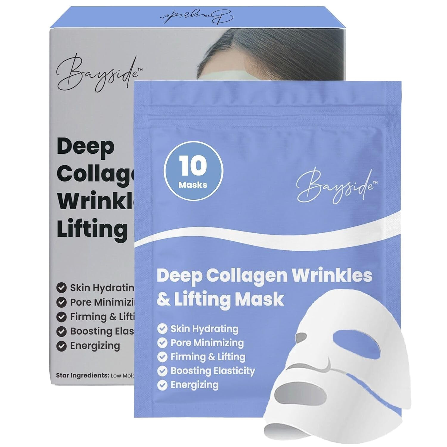 Bayside Deep Collagen Anti-Wrinkle Lifting Mask Pack of 10 Exp 12/2027