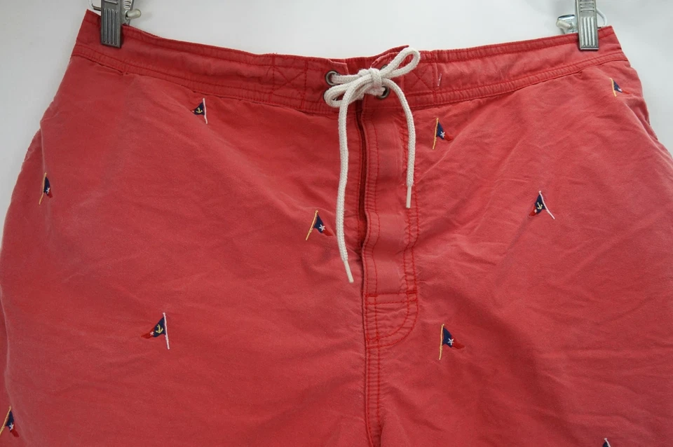 De Colección Polo Ralph Lauren Allover Bordado Bandera Traje de Baño Bañador Rosa/Rojo Para Hombre XL Foto 3 de 4