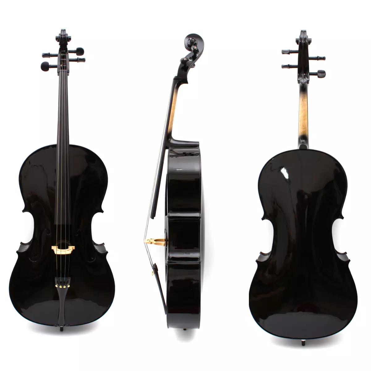 4 String Black Cello 4 4 Full Size Maple Spruce Ebony Fittings