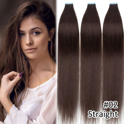 10-80PCS THICK Tape In Russian Remy Human Hair Extensions Skin Weft Blonde White