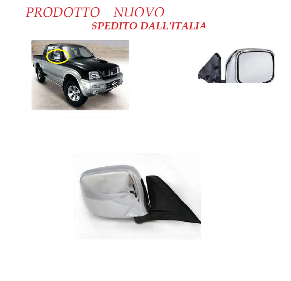 per  mitsubishi k74 L200 DAL 1996  cromato  SPECCHIO RETROVISORE DESTRO MANUALE - Immagine 2 di 2