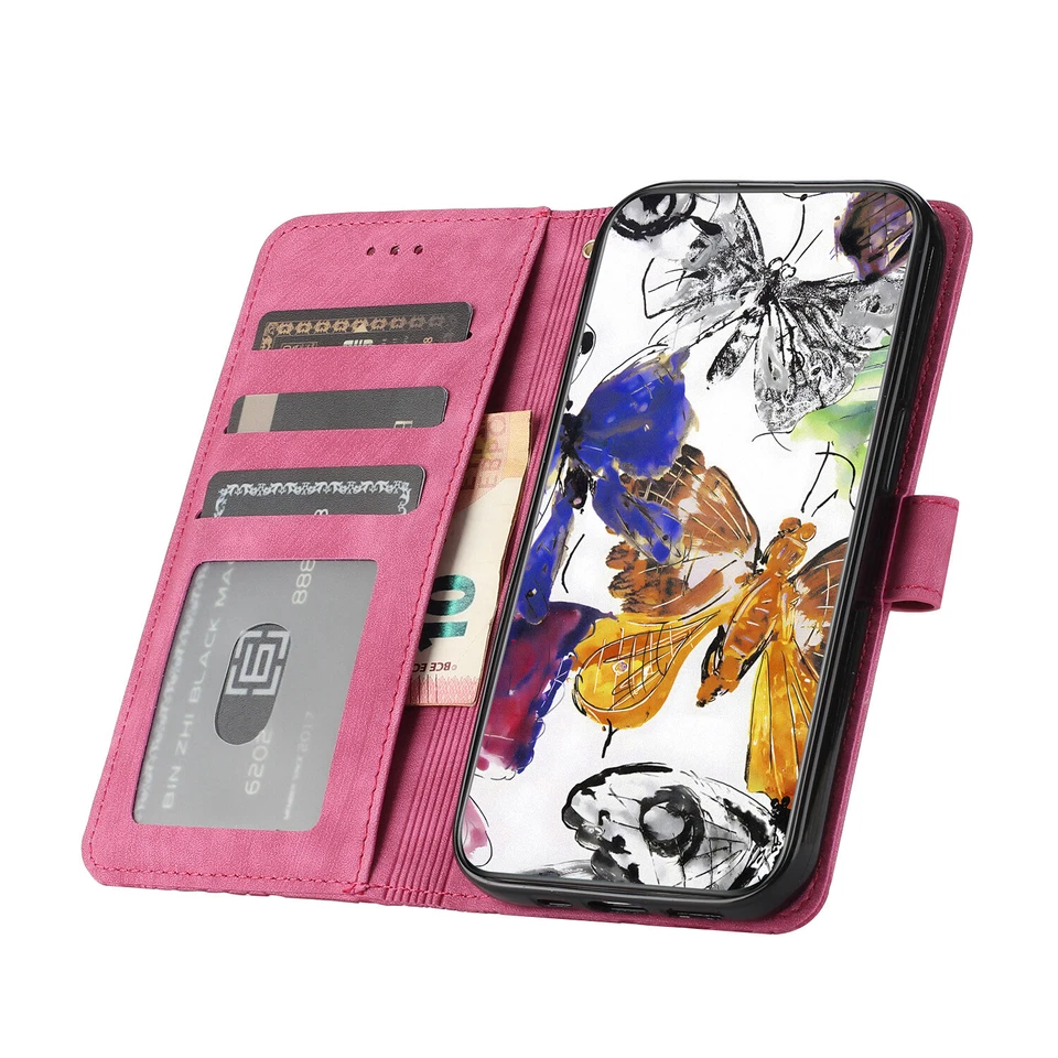 Case for Motorola G52 G73 E22 Butterfly PU Leather Flip Wallet Case Phone Cover - Image 2 of 4