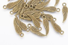 16 Angel Wing Charm 16 x 5 mm Double Sided Bronze Tone US Seller 1425