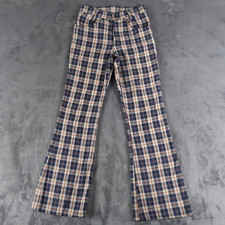 VTG 70s Levi's Big E Orange Tab Students Sta-Prest Plaid Flare Slacks 25x28 USA