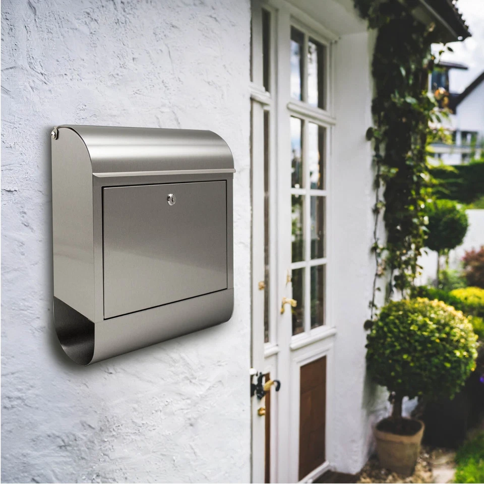 Großer banjado Edelstahl Briefkasten mit Zeitungsfach Postkasten Mailbox A4 - Bild 2 von 4