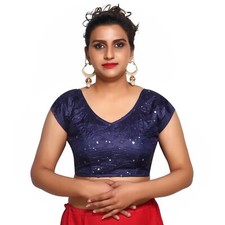 Indian Ethnic Designer V Neck Blouse 100 Silk Blend For Women Party Wear