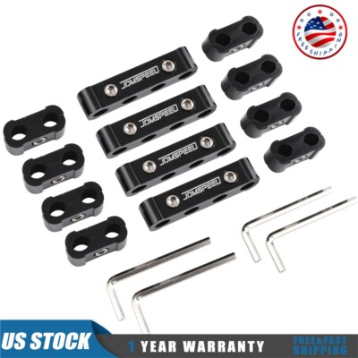 #ad NEW Black 12 Pcs Aluminum Engine Spark Plug Wire Separator Divider 8mm 9mm 10m $15.97