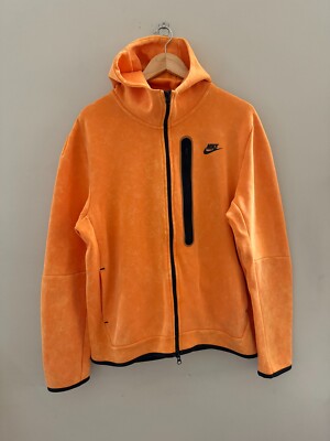 Nike Men's Sportswear Tech Fleece Wash Full-Zip Hoodie Kumquat DM6515-886  Size L