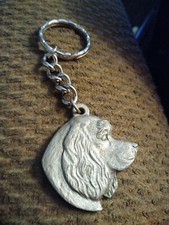Vintage 1982 Rawcliffe Pewter I Love My Cocker Spaniel Keychain Made In USA