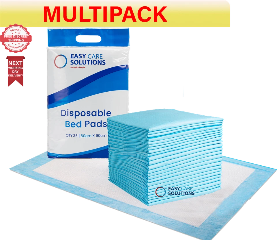 EASYCARE SOLUTIONS 50 x Disposable Incontinence Bed Pads Absorbancy 60 x 90 cm- 2 Packs of 25
