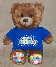 VTG Build A Bear BABW Happy Birthday Bear 15" Balloon Feet Blue Bday T-Shirt