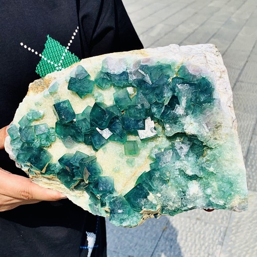 9.63LB NATURAL Green FLUORITE Quartz Crystal Cluster Mineral Specimen - Picture 11 of 12