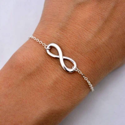 Bracciale INFINITO Argento da Uomo Donna con catena in ACCIAIO inox braccialetto